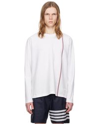 Thom Browne - Thom e t-shirt à manches longues blanc à garnitures à rayures - Lyst