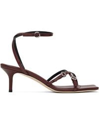 Aeyde - Burgundy Libby Leather Kitten Heeled Sandals - Lyst
