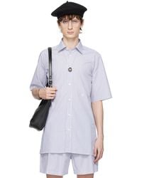 Maison Margiela - Blue & White Raw Edge Shirt - Lyst