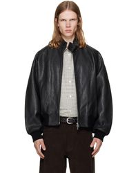 Studio Nicholson - Blouson Noir En Cuir - Lyst