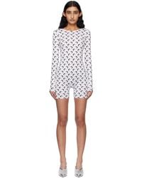Marine Serre - Ssense限定 ホワイト Recycled Moon Jersey ショート キャットスーツ - Lyst