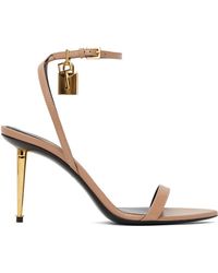 Tom Ford - Taupe Padlock Pointed Naked Heeled Sandals - Lyst