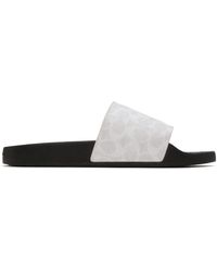 COACH - Black & Off-white Logo Slide Sandals - Lyst
