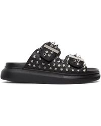 Alexander McQueen Leather Studded Double Strap Sandal in White - Lyst