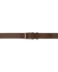 BOSS - Ceinture Brune En Cuir À Boucle À Logo Gravé - Lyst