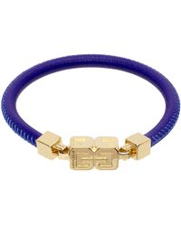 Givenchy - Bracelet bleu en cuir à ferrure à logos g - Lyst