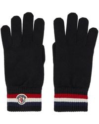 Moncler Wool Stripe Gloves - Black
