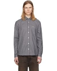 Lacoste - Chemise À Coupe Classique Bleu Marine Et Blanc En Sergé Extensible À Motif Écossais - Lyst