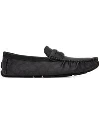 COACH - Black Signature Coin Driver Loafers - Lyst