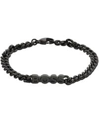 BOSS - Gunmetal Chain Bracelet - Lyst