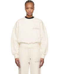 Amiri - Pull Molletonné Écourté Blanc Cassé À Images À Logo - Lyst