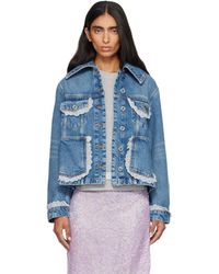 Ganni - Rigid Lace Denim Jacket - Lyst
