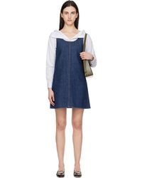 Ami Paris - Cotton Short Strapped Denim Minidress - Lyst