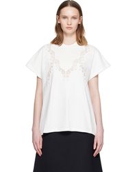 Stella McCartney - Lace Mix Washed Jersey Cotton T-Shirt - Lyst