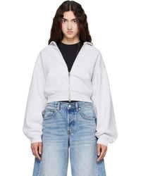 Alexander Wang - Crystal Fitted Long Sleeve Zip Up Hoodie - Lyst