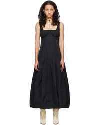 Jil Sander - Black Ruched Midi Dress - Lyst