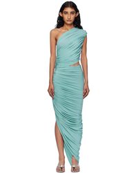 Alaïa - Robe Longue Bleue En Jersey À Découpe - Lyst