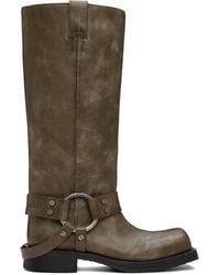 Acne Studios - Taupe Leather Buckle Tall Boots - Lyst