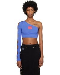 Versace Jeans Couture - T-shirt à manches longues bleu à épaule unique - Lyst