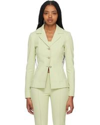 Ganni - Green Notched Lapel Blazer - Lyst