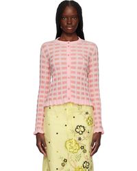Maison Kitsuné - Checked Ribbed Cardigan - Lyst