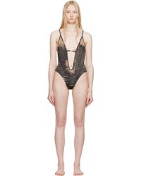DIESEL - Maillot De Bain Daisy Brun Et Noir À Motif Trompe L'Œil De Style Denim - Lyst