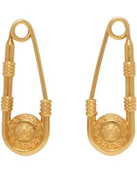 Versace - Boucles d'oreilles de style épingle de sûreté dorées - Lyst