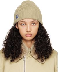 Burberry - Green Ribbed Cashmere Beanie - Lyst