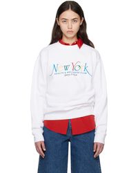 Sporty & Rich - Pull Molletonné Blanc À Logo Ny 94 Et À Col Ras Du Cou - Lyst
