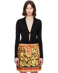 Versace - Safety Pin Draped Fitted Bodysuit - Lyst