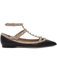 valentino rockstud caged leather ballerina flat
