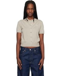 Maison Kitsuné - Taupe Baby Fox Fine Merino Short Sleeve Cardigan - Lyst