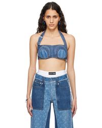 Marine Serre - Soutien-gorge bleu marine en denim régénéré - line - Lyst