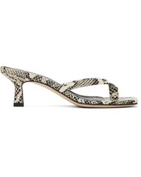 Aeyde - Sandales À Talon Wilma Blanc Cassé Et Noir En Cuir À Bout Carré Ouvert - Lyst