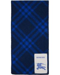Burberry - Écharpe bleu marine et bleu en laine à carreaux - Lyst