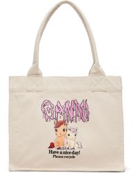 Ganni - Pony Printed Large Tote - Lyst