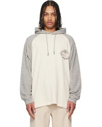 WOOYOUNGMI - Pull À Capuche Blanc Cassé Et Gris À Image À Logo - Lyst