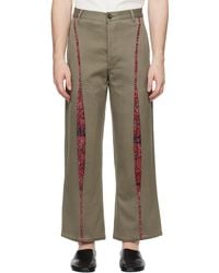 Kartik Research - Khaki Double Box Pleated Trousers - Lyst