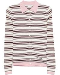 Moncler - Long-Sleeve Striped Polo Shirt Burgundy Stripe" 9A000 04 M9371 F04" - Lyst