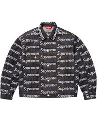 Supreme - Jacquard Logos Denim Trucker Jacket "Rigid" Su26291" - Lyst