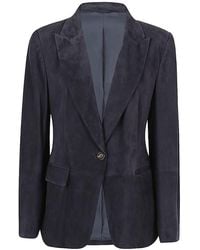 Brunello Cucinelli - Suede Single Button Jacket "Night Sky" Brun2793" - Lyst
