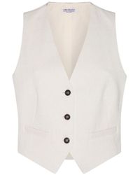 Brunello Cucinelli - Cotton Linen Vest "Bianco" Brun1395" - Lyst