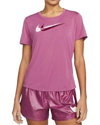 Nike - Dri-Fit Swoosh Run Short-Sleeve Running Top "Light Burgundy" Dd6478 507" - Lyst