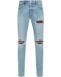 Amiri - Croc Leather Mx1 Jeans "Aged" Ambmje1057 921" - Lyst