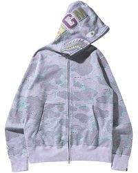 A Bathing Ape - Text Code Camo Shark Full Zip Hoodie 1I30 115 013" - Lyst