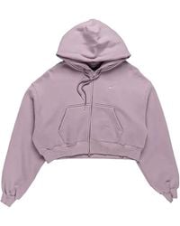 Nike - Studio Fleece Oversized Full-Zip Cropped Hoodie "Bleached Lilac Sail" Im8499 583" - Lyst