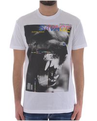 DSquared² - Savage Print Graphic Cotton T-Shirt S71Gd0627 S22427 100" - Lyst
