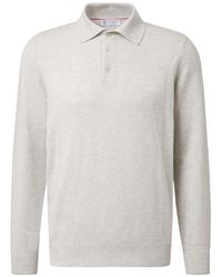 Brunello Cucinelli - Cotton Polo Sweater "Fog" Brun2293" - Lyst