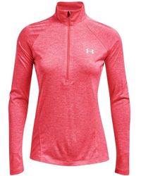 Under Armour - Tech 1/2 Zip Twist Top Pullover "Cerise Lemonade" 1320128 653" - Lyst