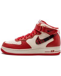 Nike - Air Force 1 Mid '07 Lx "plaid Cream Red" Shoes - Lyst